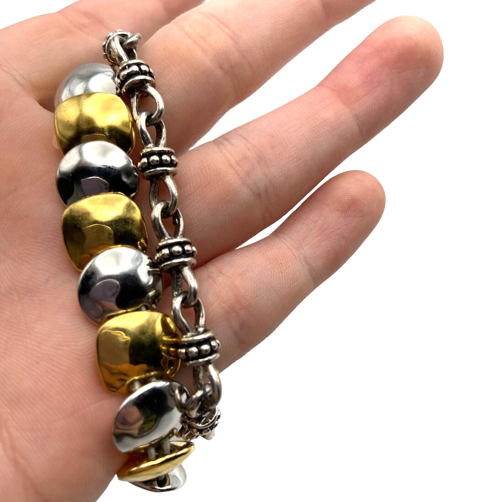 Bracelet Set of Two Retro Two Tone & Premier Designs Lauren Aged Silver Tone